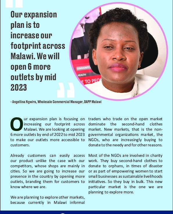 Angelina Ngwira Commercial Manager DAPP Malawi