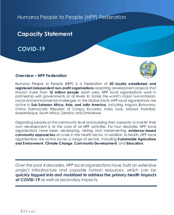 HPP Covid 19 Capacity Statement May 2020