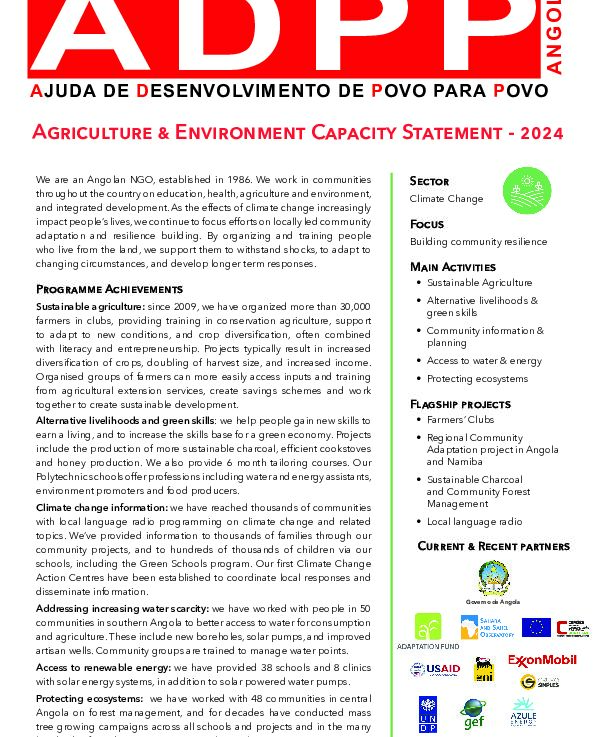 ADPP Angola Climate Change Capacity Statement