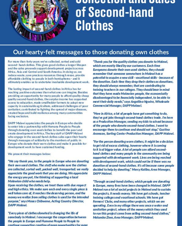 Our messages to those donating own clothes